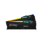 ذاكرة الوصول العشوائي Kingston Fury Beast RGB سعة 32 جيجابايت (2x 16 جيجابايت) DDR5 6000MT/s للكمبيوتر الشخصي
